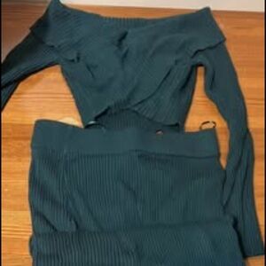 Fashion Nova Teal Off-Shoulder Dress